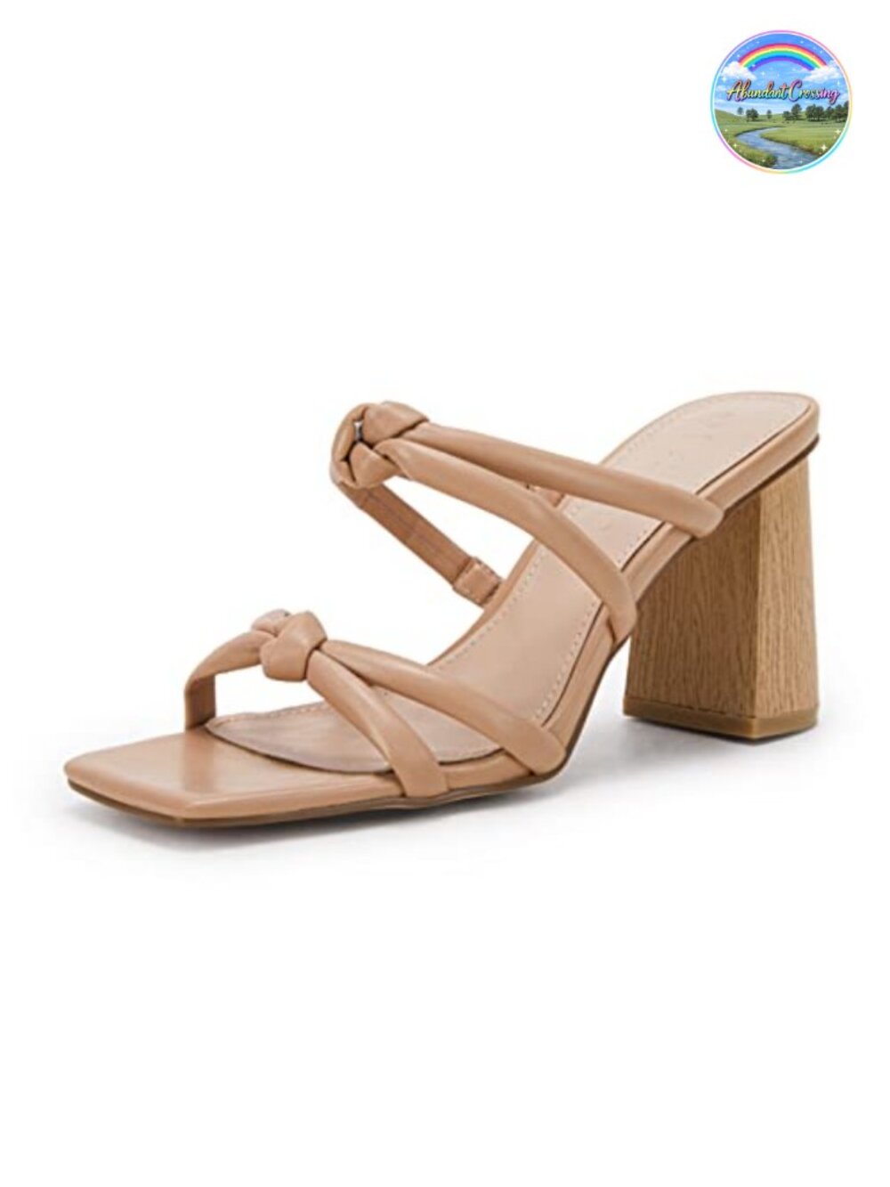 Womens Chunky Block Heel Sandals Square Open Toe Slip On Slides Faux Leather